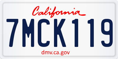 CA license plate 7MCK119