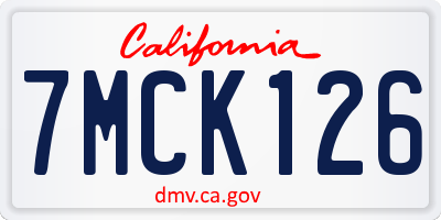 CA license plate 7MCK126