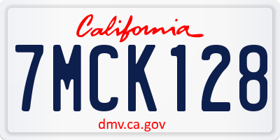 CA license plate 7MCK128