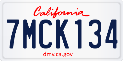 CA license plate 7MCK134