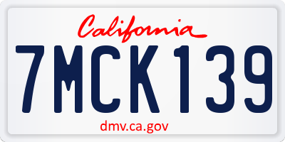CA license plate 7MCK139