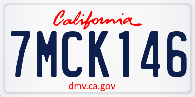 CA license plate 7MCK146