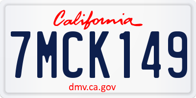 CA license plate 7MCK149