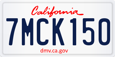 CA license plate 7MCK150