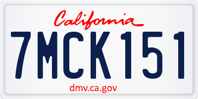 CA license plate 7MCK151