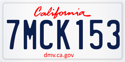 CA license plate 7MCK153