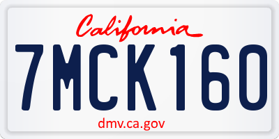 CA license plate 7MCK160