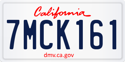 CA license plate 7MCK161