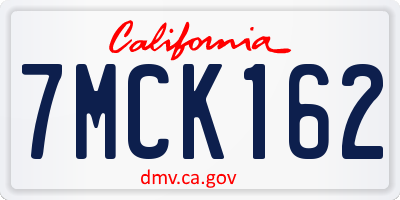 CA license plate 7MCK162