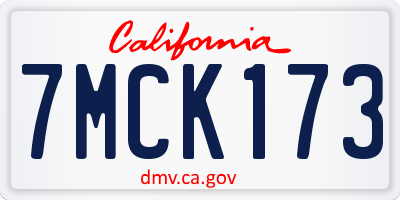 CA license plate 7MCK173
