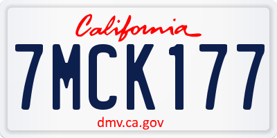 CA license plate 7MCK177