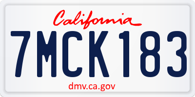CA license plate 7MCK183