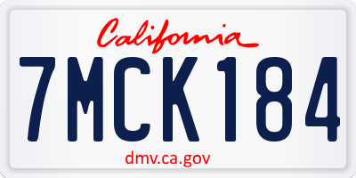 CA license plate 7MCK184