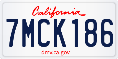 CA license plate 7MCK186