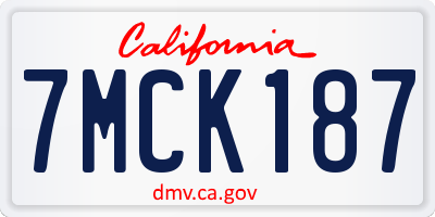 CA license plate 7MCK187