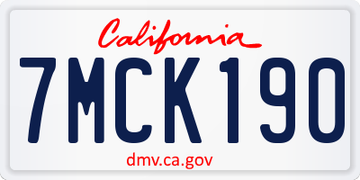 CA license plate 7MCK190