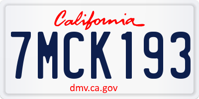 CA license plate 7MCK193