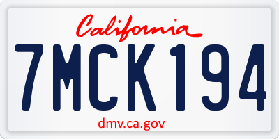 CA license plate 7MCK194