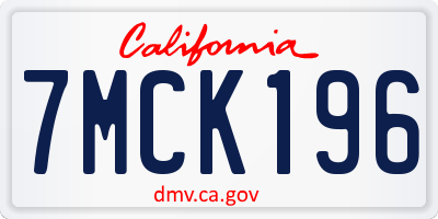 CA license plate 7MCK196