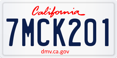 CA license plate 7MCK201