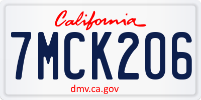 CA license plate 7MCK206