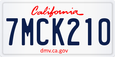 CA license plate 7MCK210