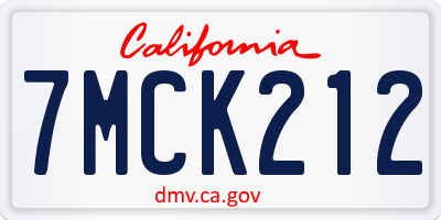 CA license plate 7MCK212