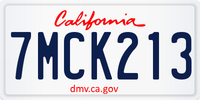 CA license plate 7MCK213
