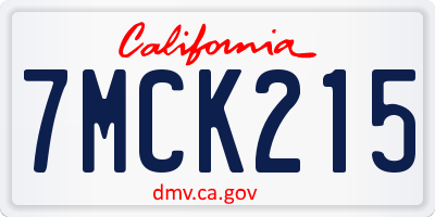 CA license plate 7MCK215