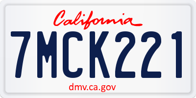 CA license plate 7MCK221