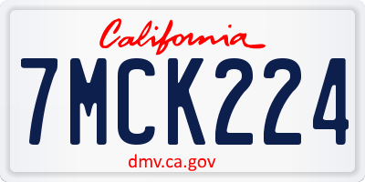 CA license plate 7MCK224