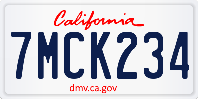 CA license plate 7MCK234