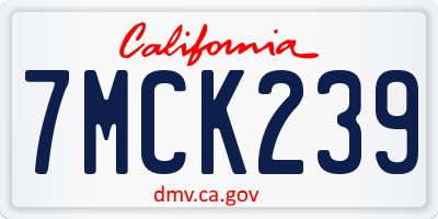 CA license plate 7MCK239
