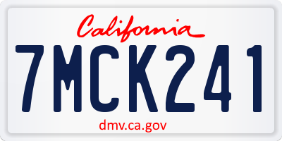 CA license plate 7MCK241