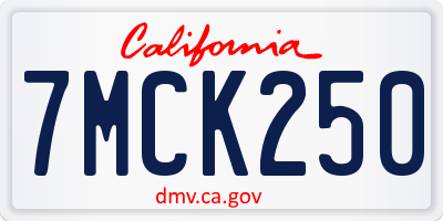 CA license plate 7MCK250