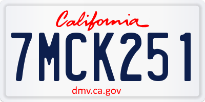 CA license plate 7MCK251