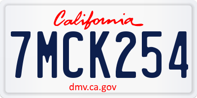 CA license plate 7MCK254