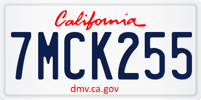 CA license plate 7MCK255