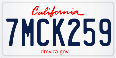 CA license plate 7MCK259