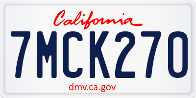 CA license plate 7MCK270