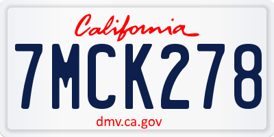 CA license plate 7MCK278