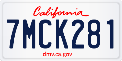 CA license plate 7MCK281