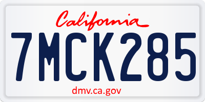 CA license plate 7MCK285