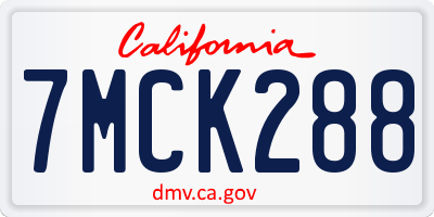 CA license plate 7MCK288