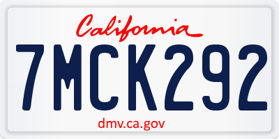 CA license plate 7MCK292