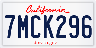CA license plate 7MCK296