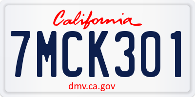 CA license plate 7MCK301