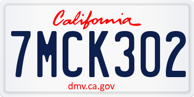 CA license plate 7MCK302