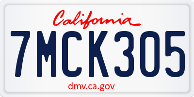 CA license plate 7MCK305