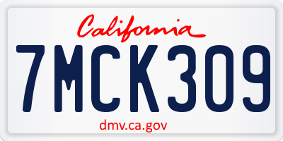 CA license plate 7MCK309